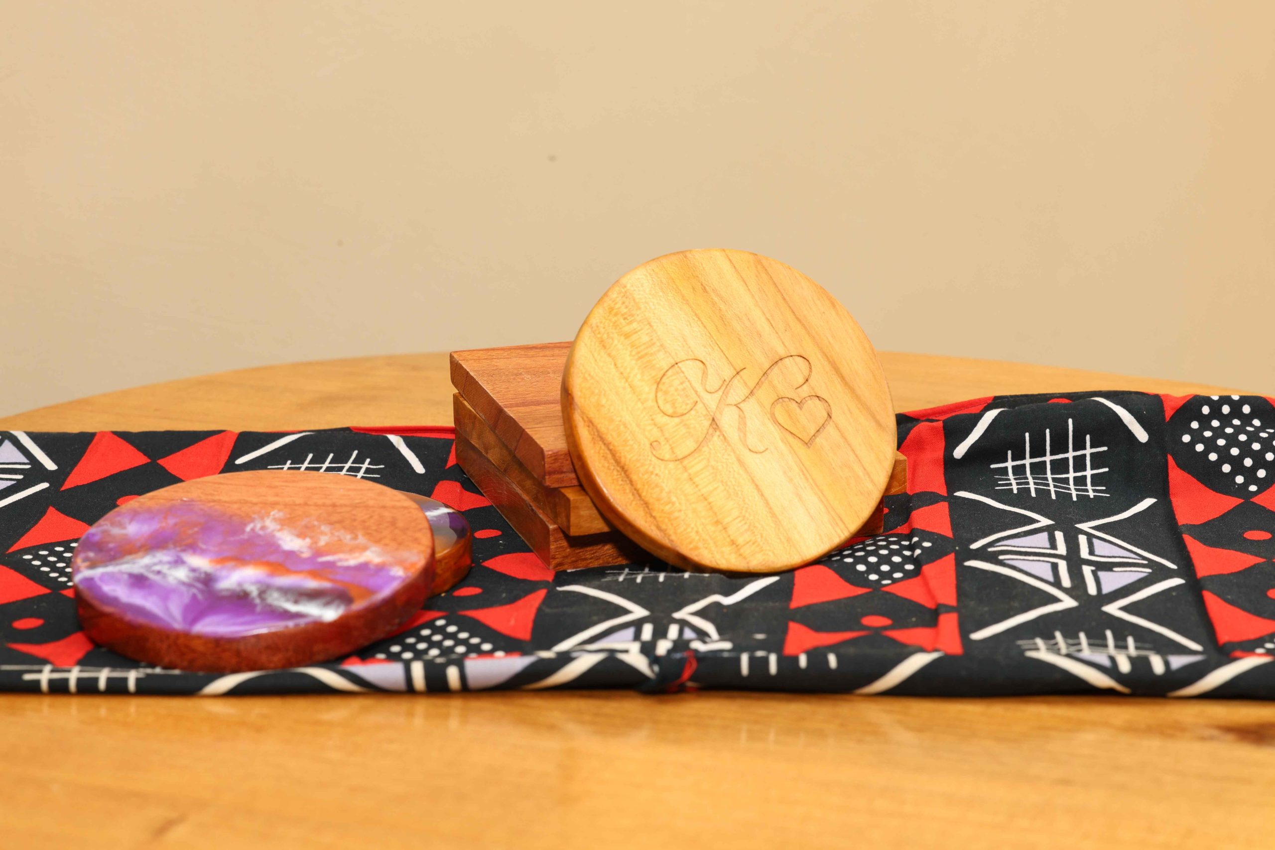 Timeless Timber: Teak, Mvule and Mahogany Hardwood Engraved Coasters - Image 3