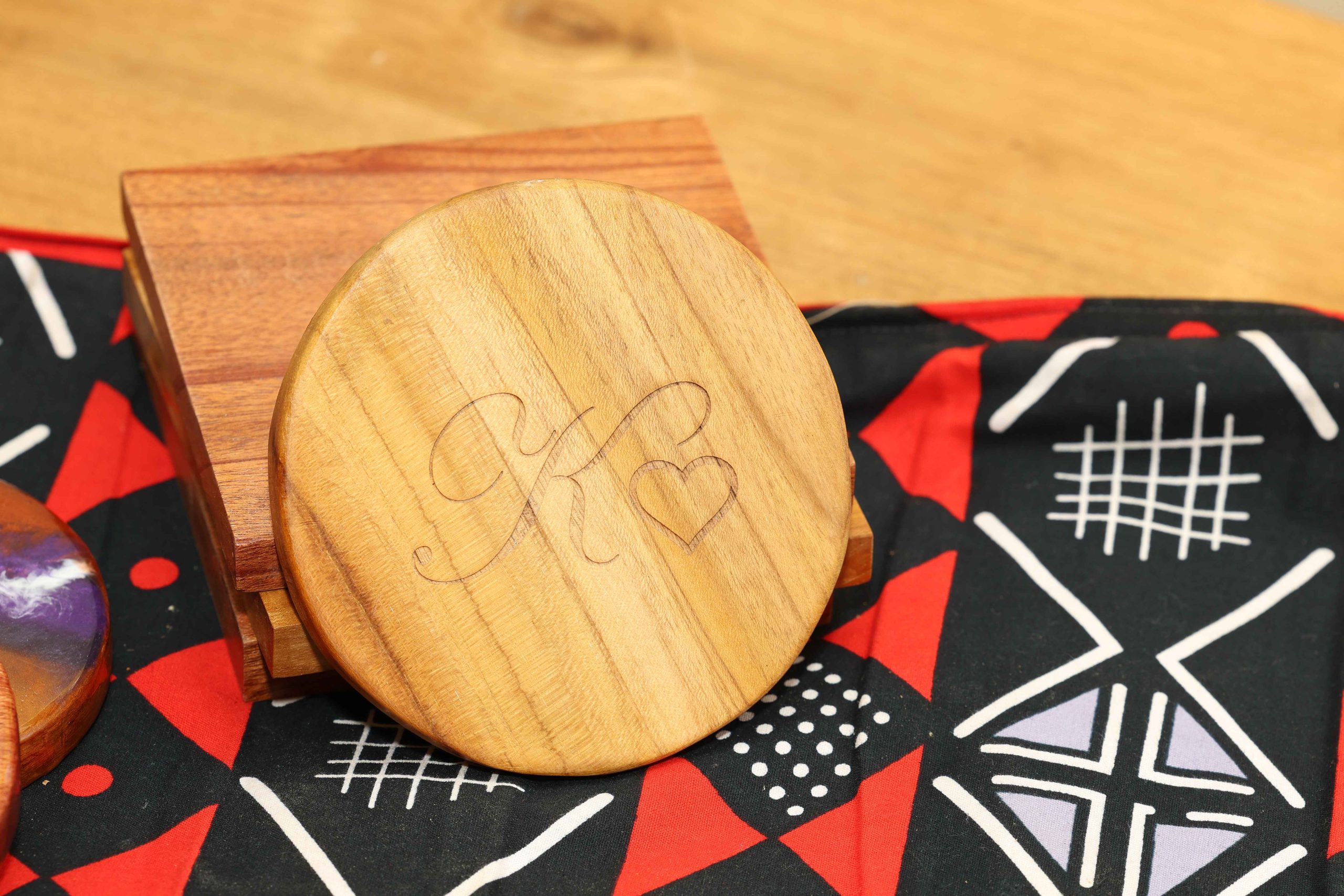 Timeless Timber: Teak, Mvule and Mahogany Hardwood Engraved Coasters - Image 2