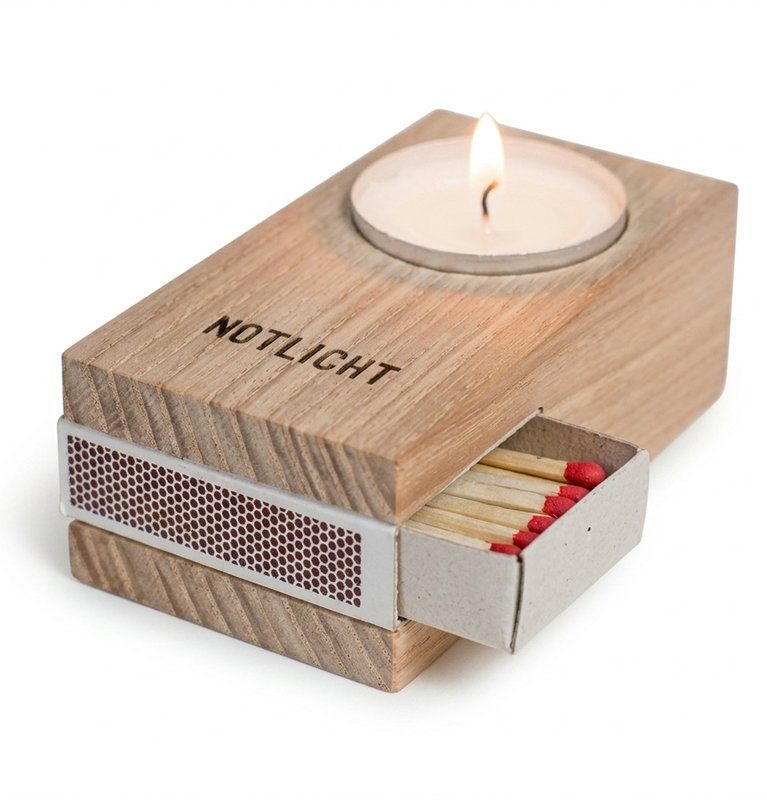 Wooden Candle and Match Box Holder