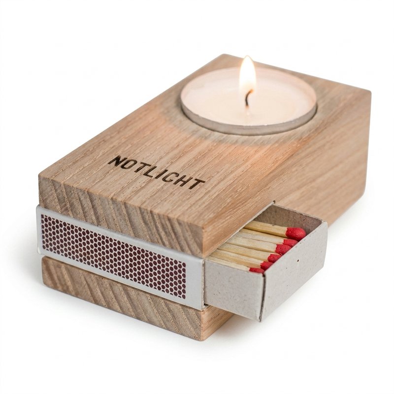Wooden Candle and Match Box Holder